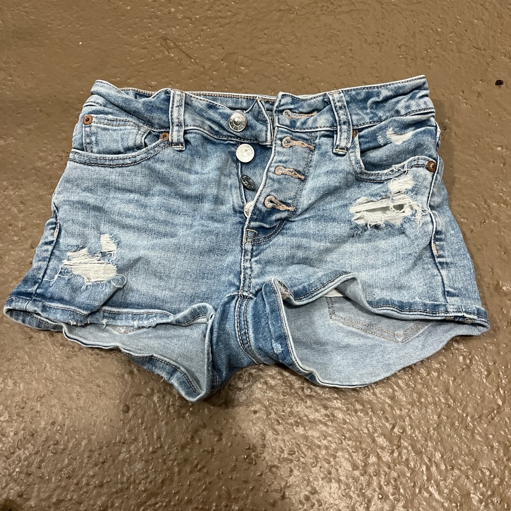American Eagle Outfitters Blue Jean Shorts Distressed Style